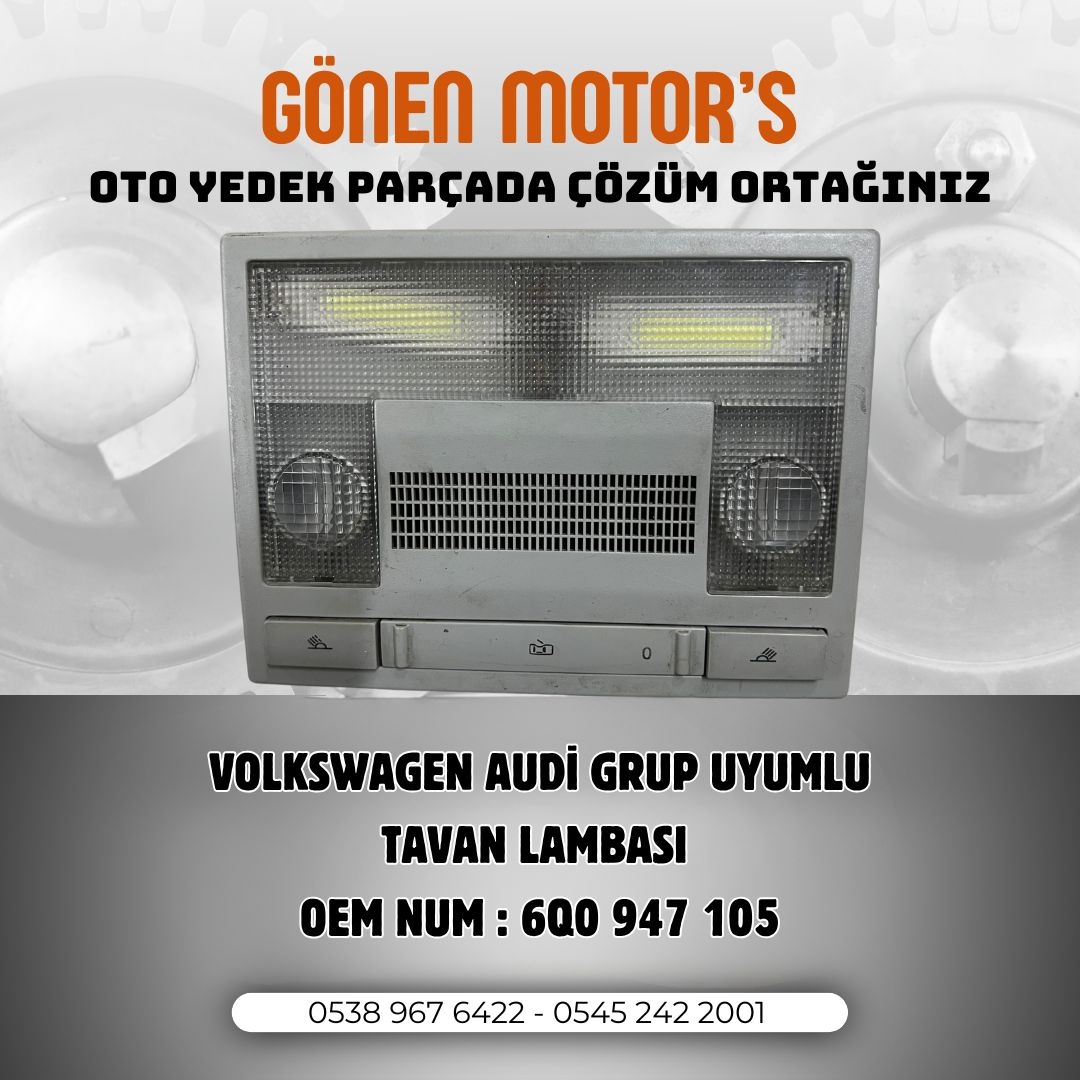 132 - 6Q0 947 105 C Polo 2004 ve Üzeri Tavan Lambası | İç Aydınlatma Ünitesi