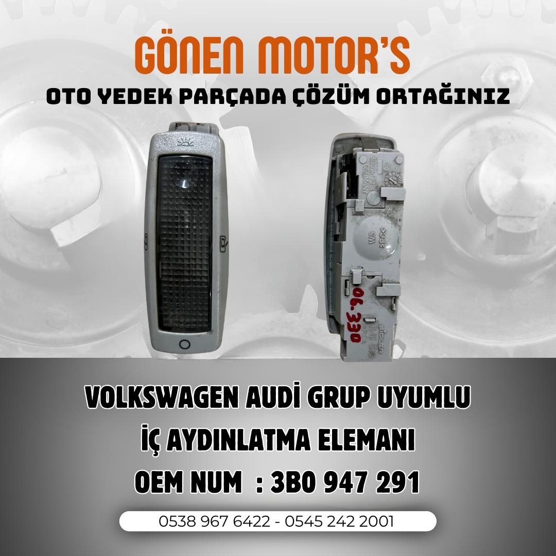 139 - 3B0 947 291 Okuma Lambası | Passat – Golf – Bora Uyumlu İç Aydınlatma Ünitesi
