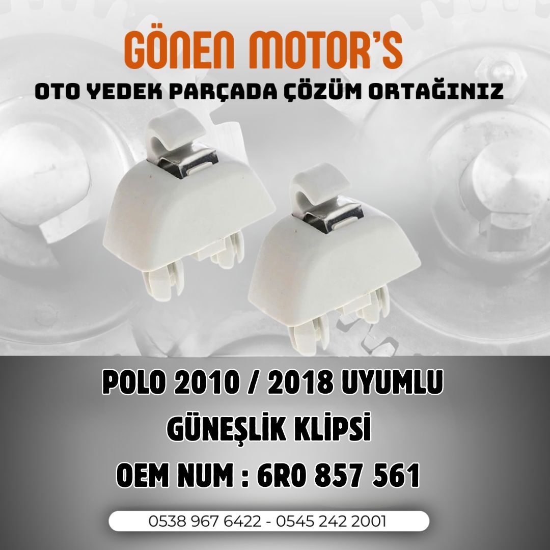 161 - 6R0 857 561 Polo 6R Güneşlik Klipsi | Volkswagen Polo 2009–2017 Uyumlu